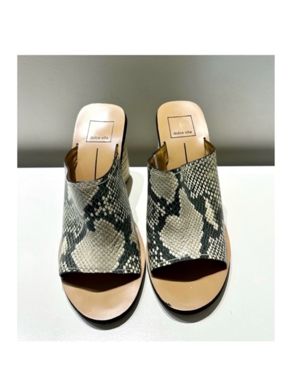 Dolce Vita Black & Cream Snake-Print Mule Wedges
